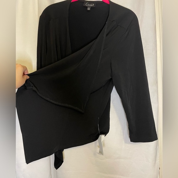 NWT Connected Apparel Ruth Cascading Black Open Front Cardigan Light Size XL - Picture 5 of 10